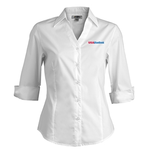 LADIES V-NECK STRETCH 3/4 SLEEVE BLOUSE